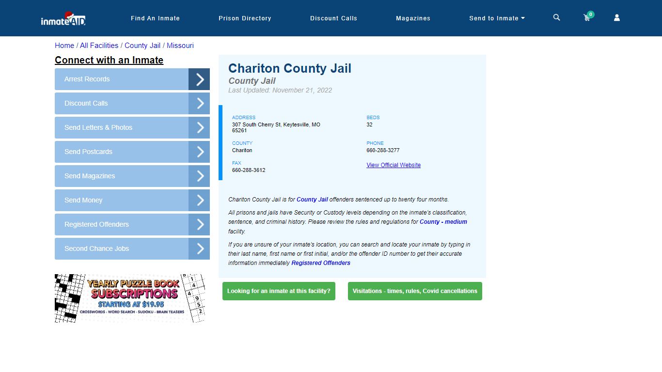 Chariton County Jail - Inmate Locator - Keytesville, MO