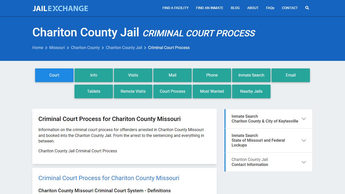 Chariton County Jail Criminal Court Process - Jail Exchange